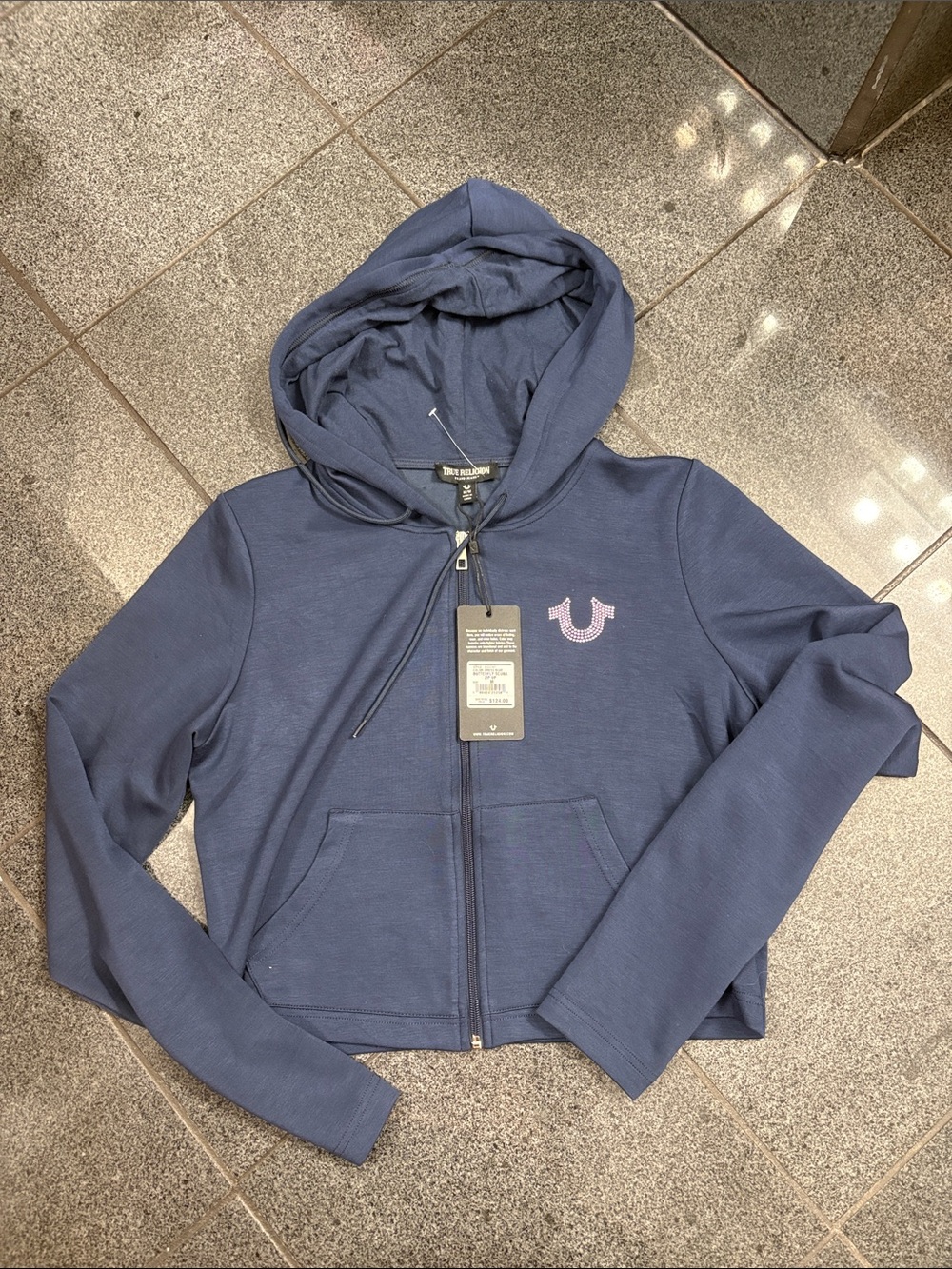 True Religion Navy & Pink Logo Women’s Zip Hoodie